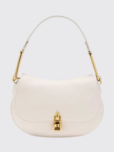 Coccinelle Medium Magie Metallic-handle Leather Tote Bag In White