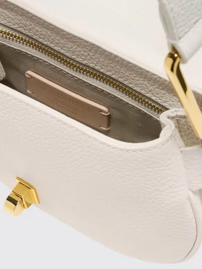 Coccinelle Medium Magie Metallic-handle Leather Tote Bag In White