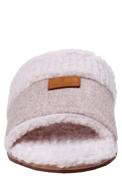 Revitalign Juniper Orthotic Faux Shearling Trimmed Open Toe Slipper In Brown