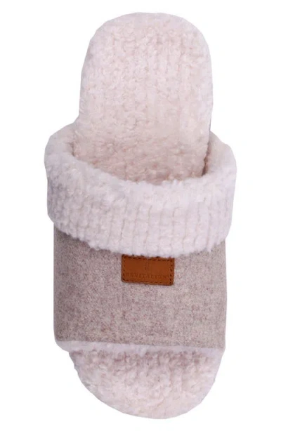 Revitalign Juniper Orthotic Faux Shearling Trimmed Open Toe Slipper In Brown