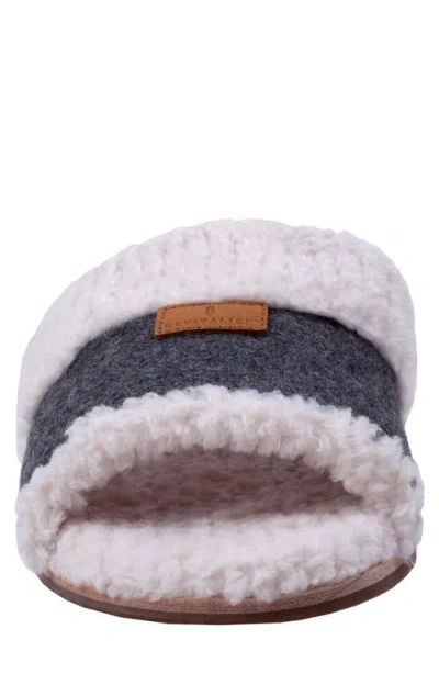 Revitalign Juniper Orthotic Faux Shearling Trimmed Open Toe Slipper In Gray