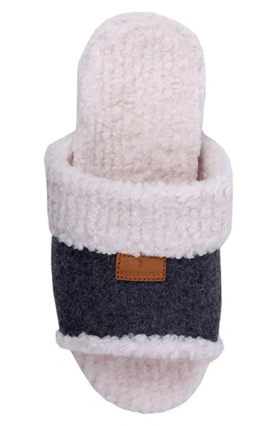 Revitalign Juniper Orthotic Faux Shearling Trimmed Open Toe Slipper In Gray