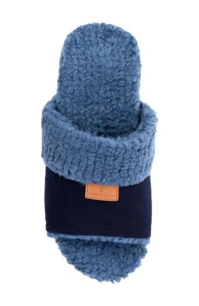 Revitalign Juniper Faux Shearling Orthotic Slide Sandal In Blue