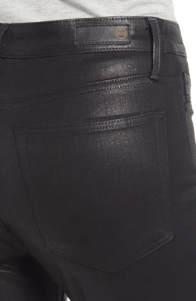 Ag The Farrah High Rise Ankle Skinny Leather Panel Denim Pants