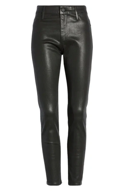 Ag The Farrah High Rise Ankle Skinny Leather Panel Denim Pants