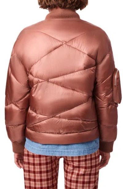 Bernie Abstract Quilted Short Puffer Jacket In Brown