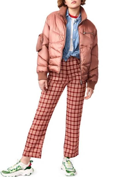 Bernie Abstract Quilted Short Puffer Jacket In Brown