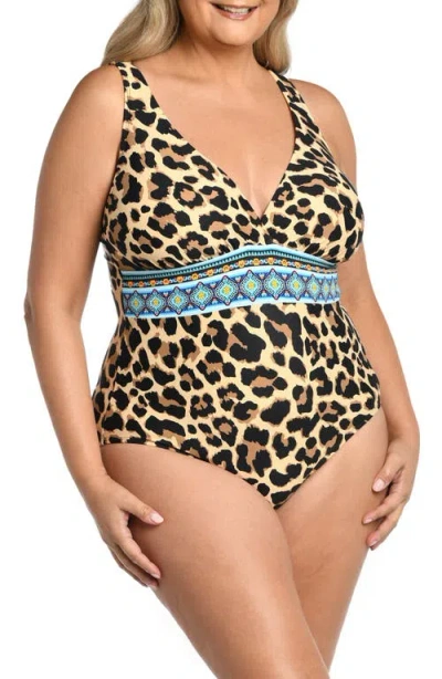 La Blanca Plus Size Running Cross-back One-piece Swimsuit In Brown
