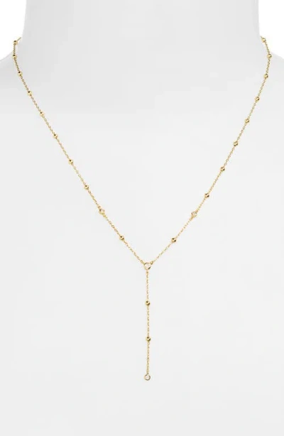 Argento Vivo Sterling Silver Cubic Zirconia Station Y-necklace In Gold
