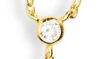 Argento Vivo Sterling Silver Cubic Zirconia Station Y-necklace In Gold