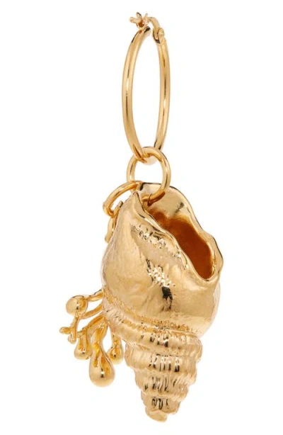 Oscar De La Renta Coral & Shell Charm Hoop Earrings In Gold