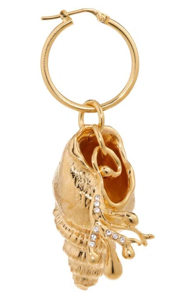 Oscar De La Renta Coral & Shell Charm Hoop Earrings In Gold