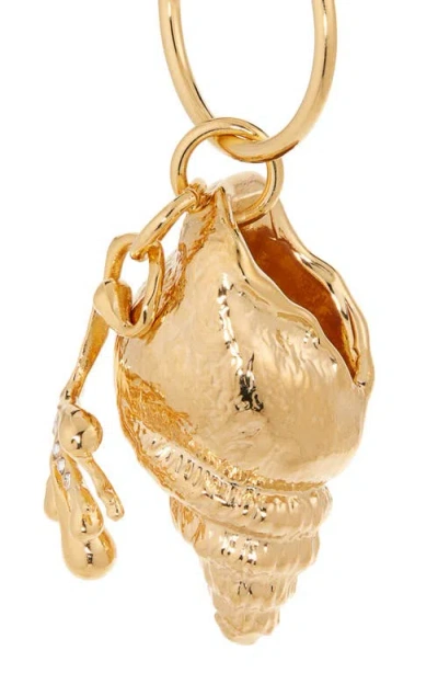 Oscar De La Renta Coral & Shell Charm Hoop Earrings In Gold