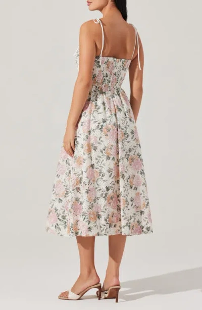 Astr The Label Sariah Eyelet Embroidery Floral Print A-line Dress In White
