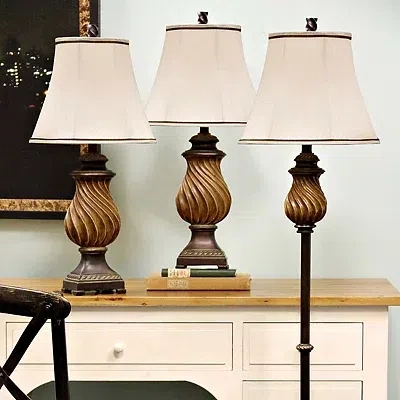 Kirkland's Toffee Twist Floor And Table Lamps In Multi