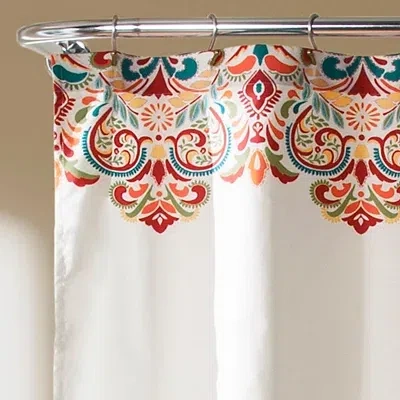 Kirkland's Turquoise And Tangerine Clara Shower Curtain In Multi