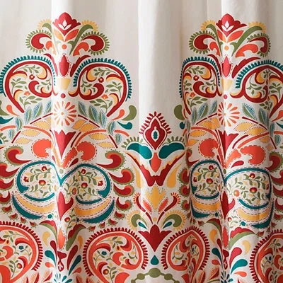 Kirkland's Turquoise And Tangerine Clara Shower Curtain In Multi