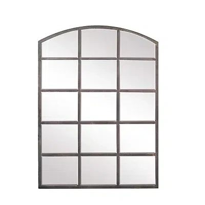 Kirkland's Arched Windowpane Wall Mirror In Gray