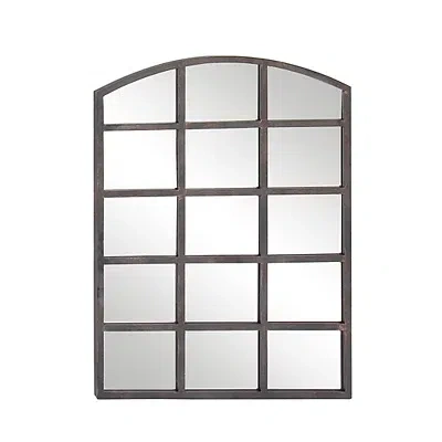 Kirkland's Arched Windowpane Wall Mirror In Gray
