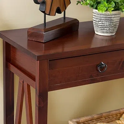 Kirkland's Antique Tobacco Console Table With Bottom Shelf In Brown