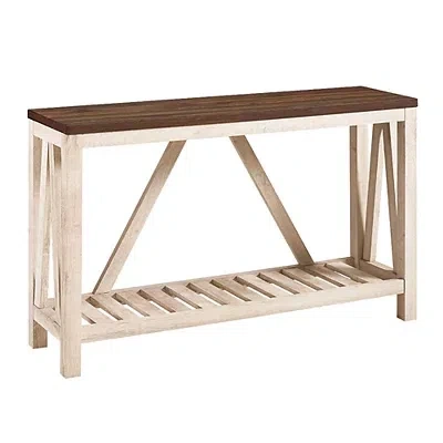 Kirkland's Walnut And Whitewash A-frame Console Table In Neutral