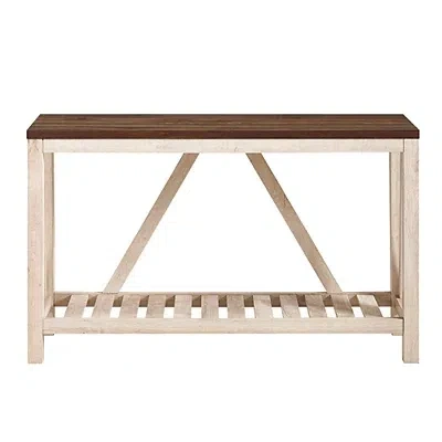 Kirkland's Walnut And Whitewash A-frame Console Table In Neutral