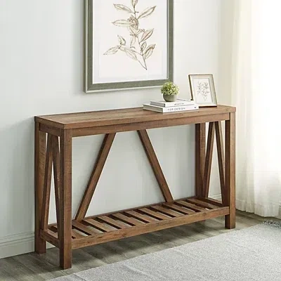 Kirkland's Rustic Oak A-frame Console Table In Brown