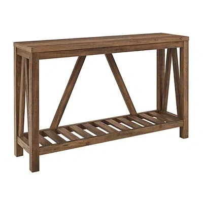Kirkland's Rustic Oak A-frame Console Table In Brown