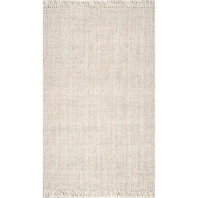Kirkland's Hand Woven Chunky Loop Jute Area Rug In White