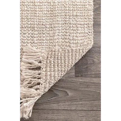 Kirkland's Hand Woven Chunky Loop Jute Area Rug In White
