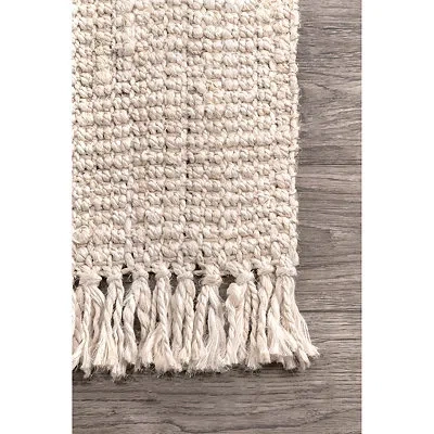 Kirkland's Hand Woven Chunky Loop Jute Area Rug In White