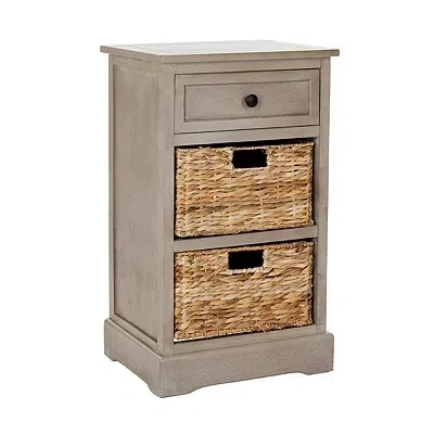 Kirkland's Cora Accent Table With Woven Storage Baskets In Neutral