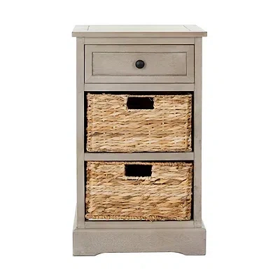 Kirkland's Cora Accent Table With Woven Storage Baskets In Neutral