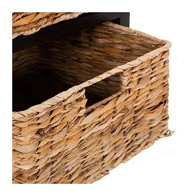 Kirkland's Cora Accent Table With Woven Storage Baskets In Multi