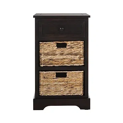 Kirkland's Cora Accent Table With Woven Storage Baskets In Multi