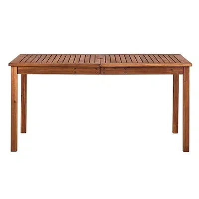 Kirkland's Wood Slat Dining Table With Umbrella Insert In Brown
