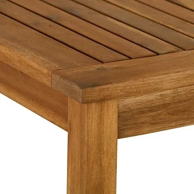 Kirkland's Wood Slat Dining Table With Umbrella Insert In Brown