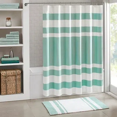 Kirkland's Stripe Waffle Weave Shower Curtain In Green