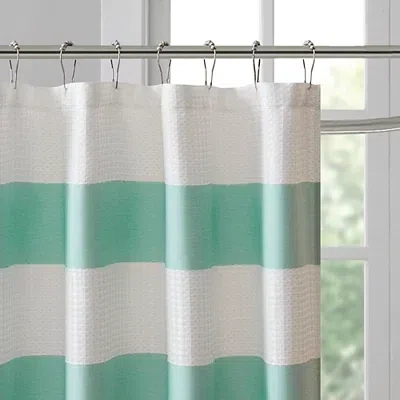 Kirkland's Stripe Waffle Weave Shower Curtain In Green