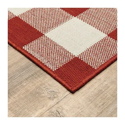 Kirkland's Buffalo Check Outdoor Area Rug In Red