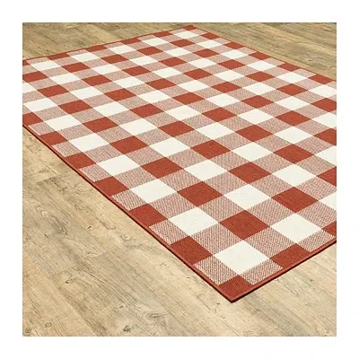 Kirkland's Buffalo Check Outdoor Area Rug In Red