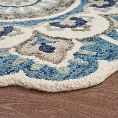 Kirkland's Floral Round Edged Area Rug In Multi