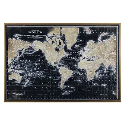 Kirkland's World Map On Black Framed Art Print In Multi