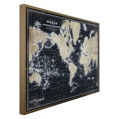 Kirkland's World Map On Black Framed Art Print In Multi