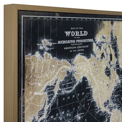 Kirkland's World Map On Black Framed Art Print In Multi