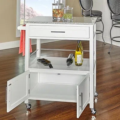 Kirkland's Parker Granite Top Rolling Kitchen Cart In Gray