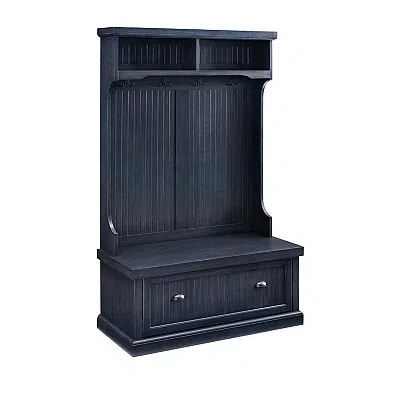 Kirkland's Distressed Navy Seanan Storage Hall Tree In Black