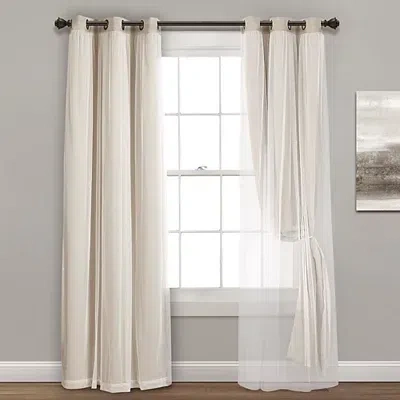 Kirkland's Wheat Curtain Panel Set With Overlay In White