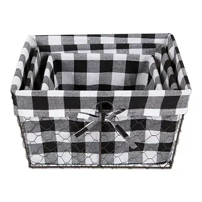 Kirkland's Chicken Wire And Buffalo Check Baskets In Black