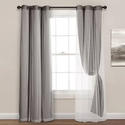 Kirkland's Curtain Panel Set With Overlay In Gray